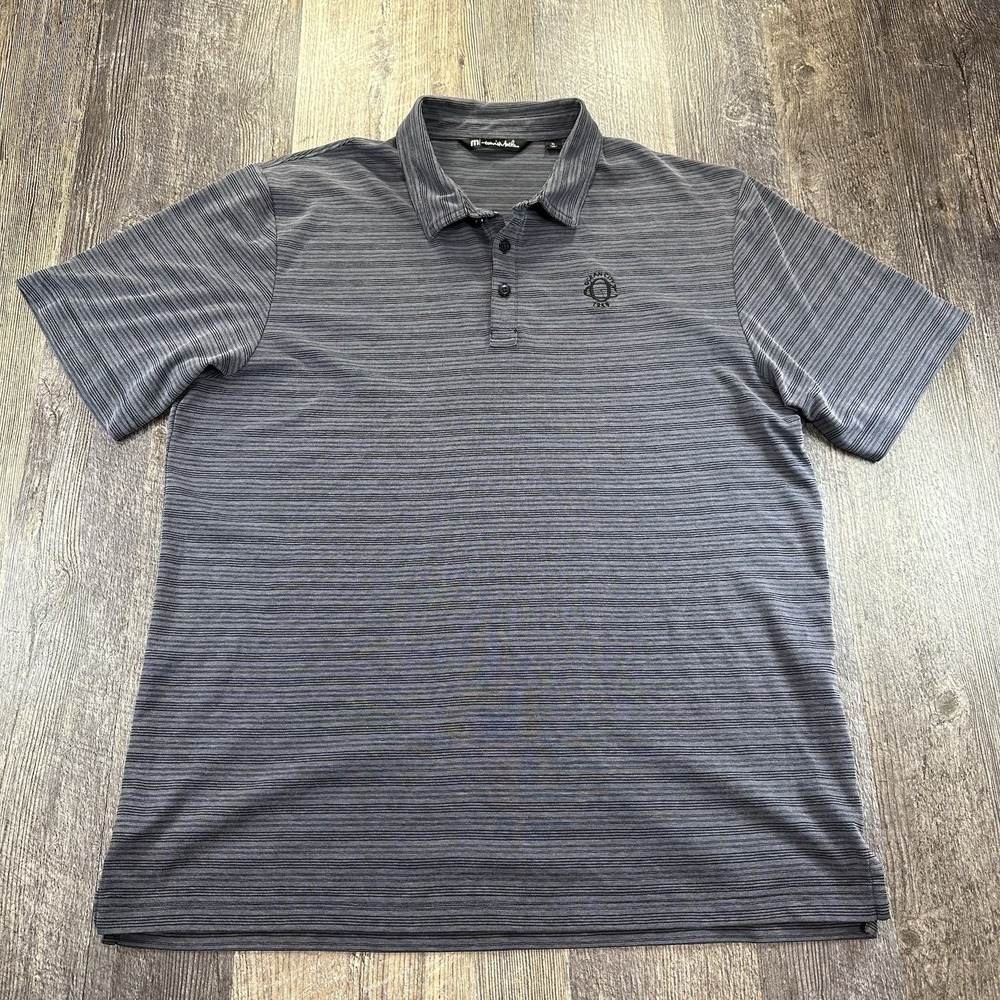 TRAVIS MATHEW Size X-Large Mens Polo Shirt Golf‎ Gray Striped Performance Golf